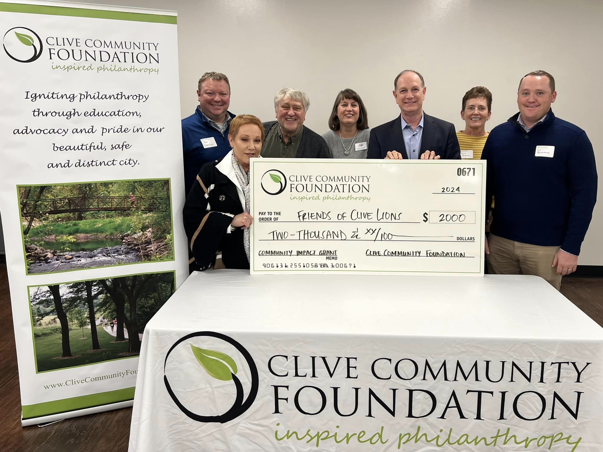 Grant money being received from Clive Community Foundation