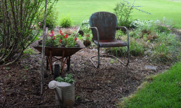 Gwen Has Created a Vignette of a Calm Spot to Rest while Gardening